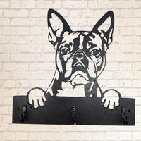 Décoration murale en bois découpe laser, tête de chien, race Boston Terrier