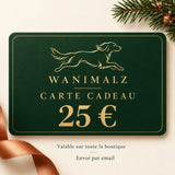 Carte cadeau Wanimalz de 25 euros, valable sur toute la boutique