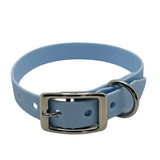 collier chien TPU bleu ciel détail boucle acier inoxydable