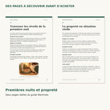 Deux pages du guide Wanimalz consacrées aux premières nuits et à la propreté du chiot
