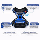 Harnais anti-traction pour chien réglable avec bandes réfléchissantes et attache frontale