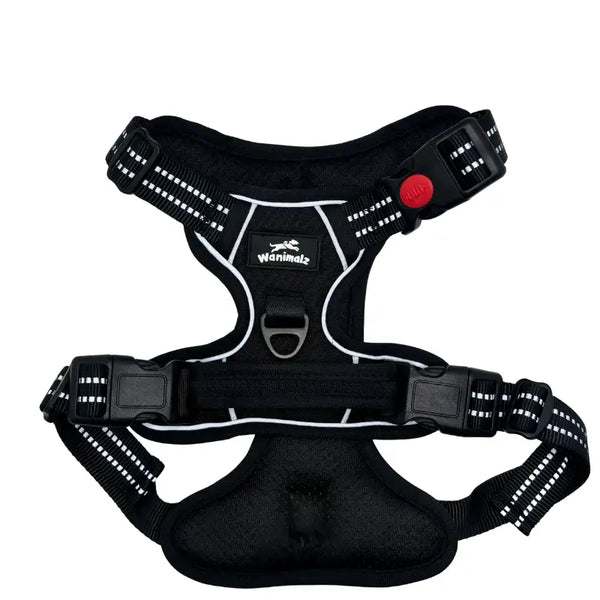 Harnais chien anti-traction noir Wanimalz, sécurité et confort pour chien