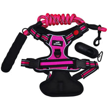 Harnais anti-traction rouge pour chien Wanimalz avec laisse corde et distributeur de sacs