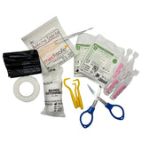 Kit de premiers secours pour chiens avec accessoires médicaux essentiels.