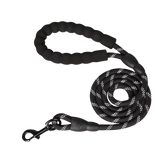 Laisse en corde noire pour chien avec poignée rembourrée et mousqueton solide
