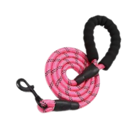 Laisse en corde rose pour chien avec mousqueton et poignée confortable