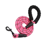 Laisse en corde rose pour chien avec mousqueton et poignée confortable
