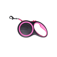 Laisse enrouleur rose pour chien avec poignée ergonomique