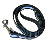 Laisse Biothane réfléchissante noire pour chien avec bande de visibilité