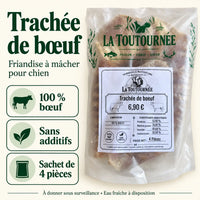 Sachet de quatre pièces de trachée de bœuf pour chien La Toutournée